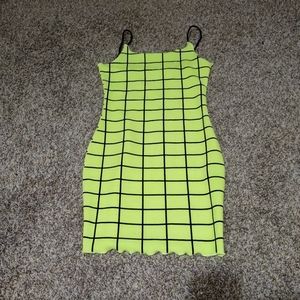 Neon grid bodycon dress.